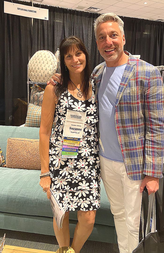 Designer Suzanne Christie with Thom Filicia at the 2023 Decorating Den Interiors conference in New Orleans.