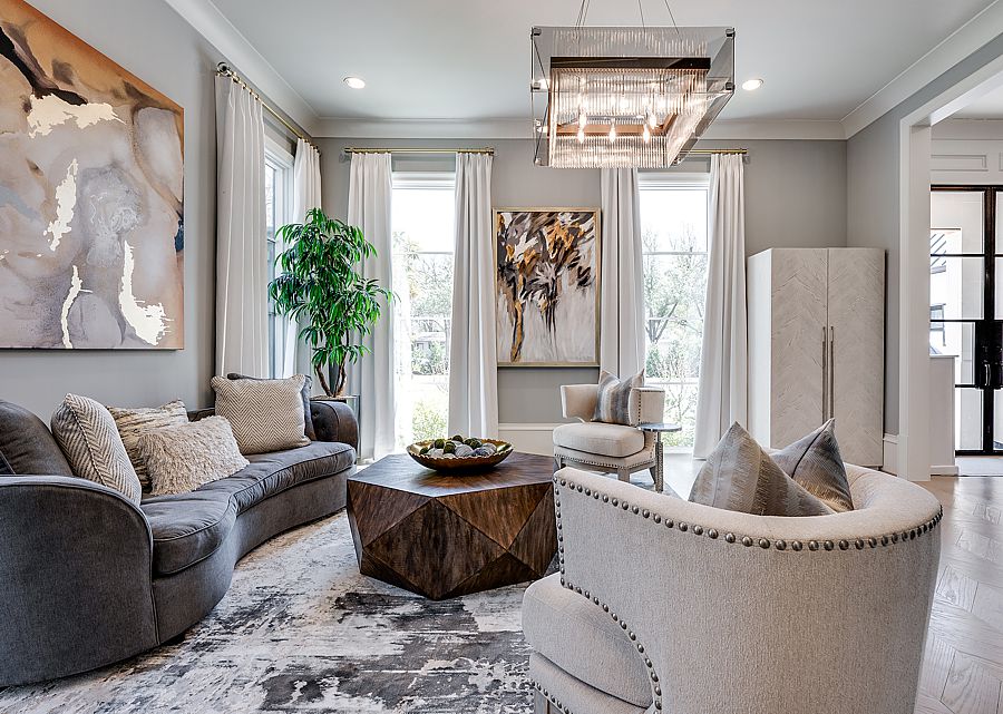 Unusual shapes and color are a wonderful idea to add color to the center of the room. 